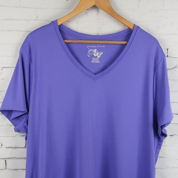 JUST MY SIZE JUST FOR ME PURPLE SHORT SLEEVE V NECK CASUAL TOP SIZE 22W/24W - Picture 3 of 6